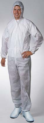 Coverall Vit Polyprop Huva L